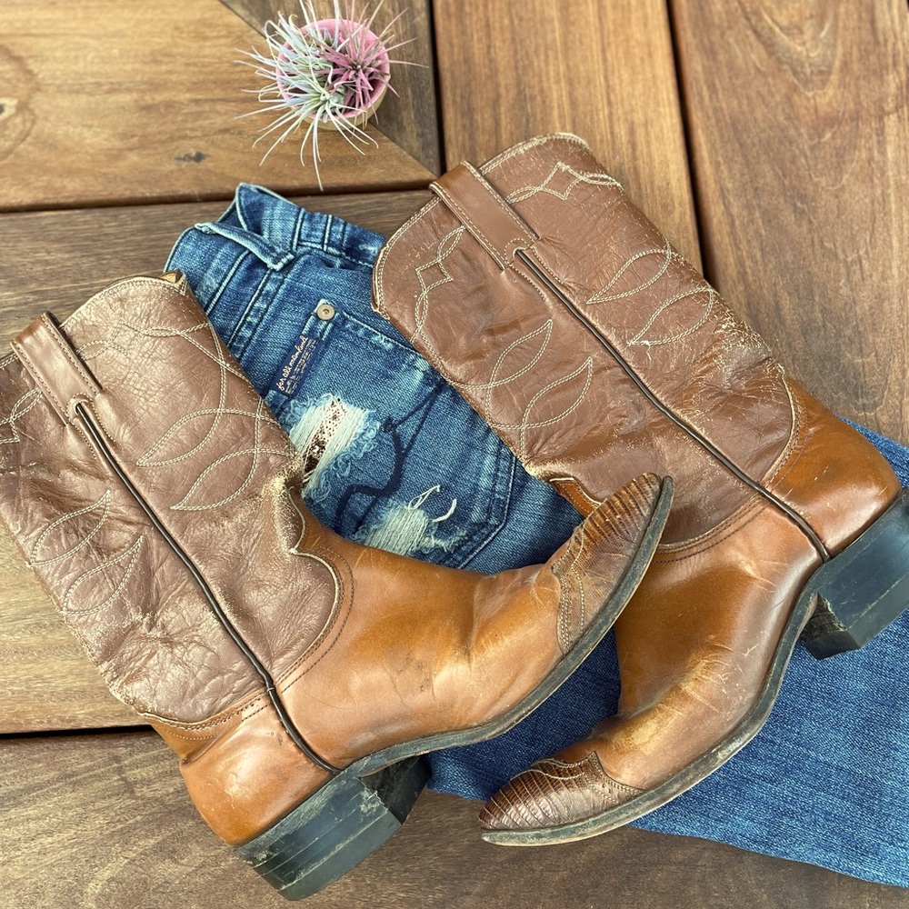 Justin Vintage Texas Cowboy leather boots 5.5 B